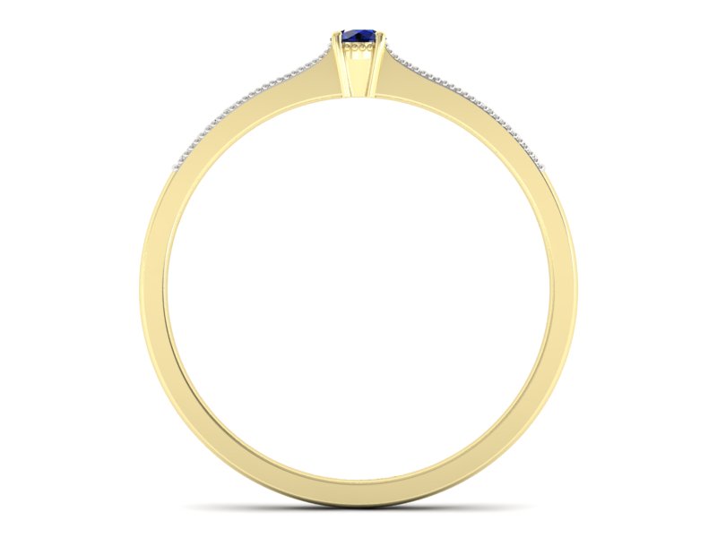 Złoty Pierścionek z szafirem i diamentami - p16042zsz - 2