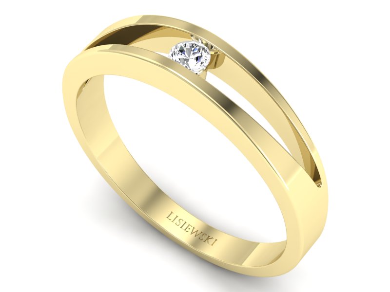 Złoty pierścionek z brylantem żółte złoto - p16048z - 3