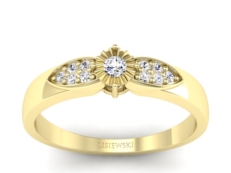 Pierścionek zaręczynowy z brylantami żółte złoto - p16049z - 1