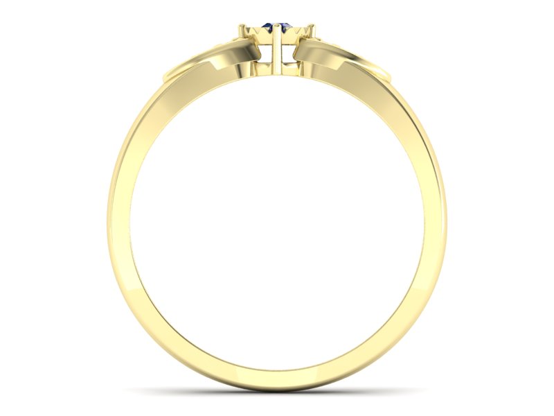 Złoty Pierścionek z szafirem i diamentami - p16049zsz - 2