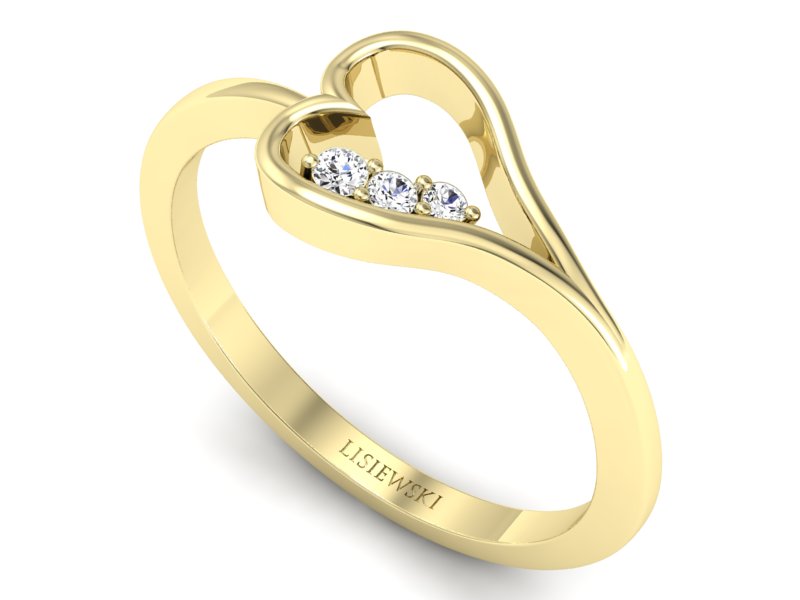 Pierścionek zaręczynowy z brylantami żółte złoto - P16050z - 3