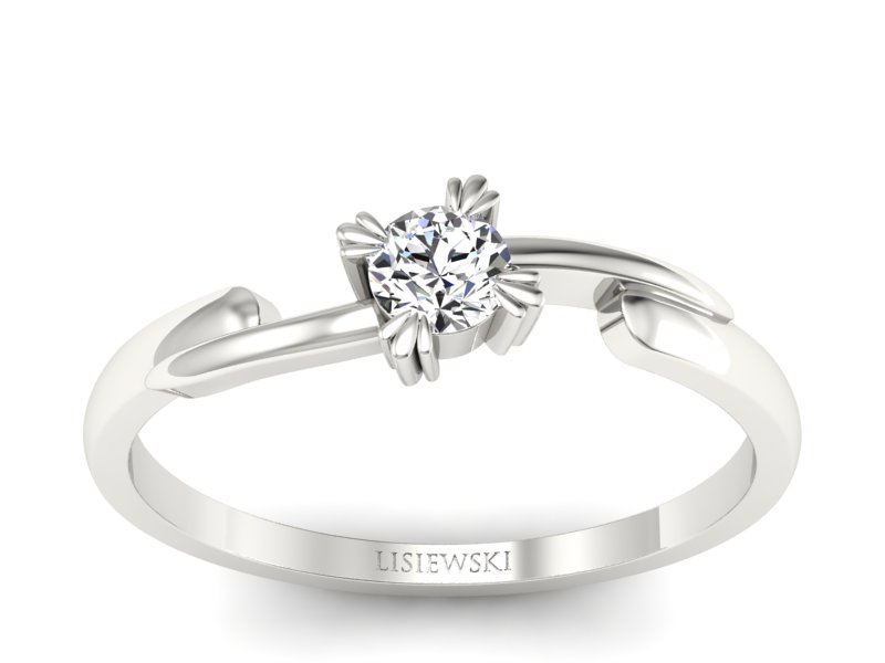 Pierścionek zaręczynowy z brylantem białe złoto - p16051b - 1
