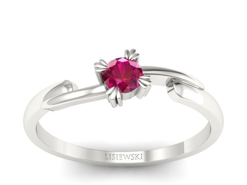 Złoty pierścionek z rubinem białe złoto - p16051br - 1