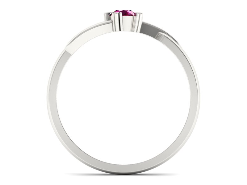 Pierścionek białe złoto 585 z rubinem brylantowy szlif - p16051br