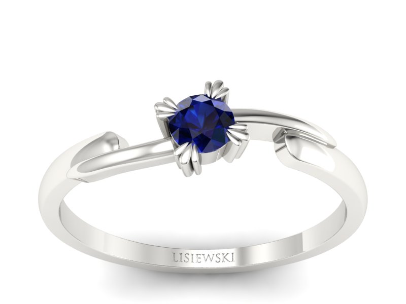 Złoty pierścionek z szafirem białe złoto - p16051bsz - 1