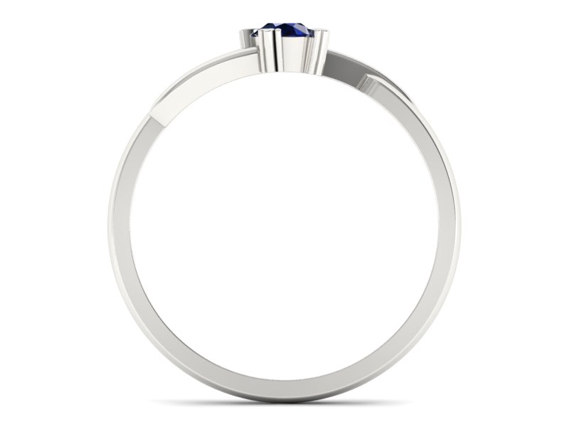 Złoty pierścionek z szafirem białe złoto - p16051bsz - 2