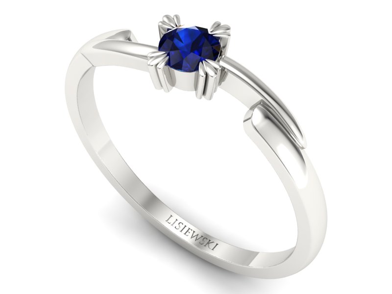 Złoty pierścionek z szafirem w białym złocie wybór - p16051bsz