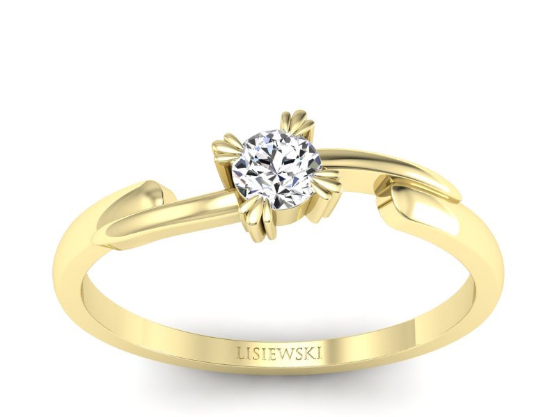 Złoty pierścionek z brylantem żółte złoto - p16051z - 1