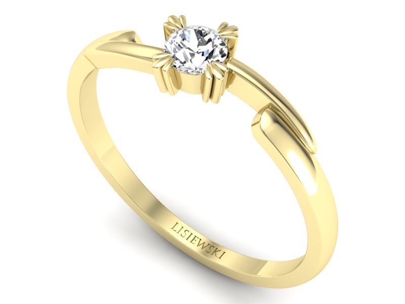 Złoty pierścionek z brylantem żółte złoto - p16051z - 3