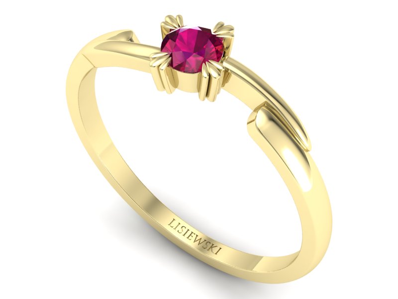 Złoty pierścionek z rubinem żółte złoto - p16051zr - 3