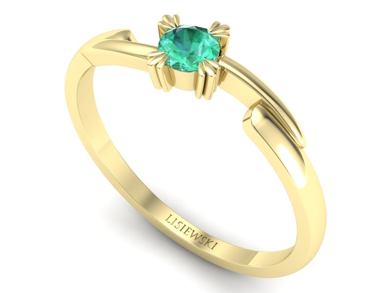 Złoty pierścionek ze szmaragdem żółte złoto - p16051zsm - 3