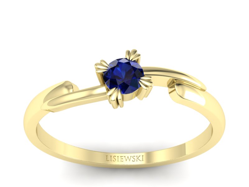 Złoty pierścionek z szafirem żółte złoto - p16051zsz - 1