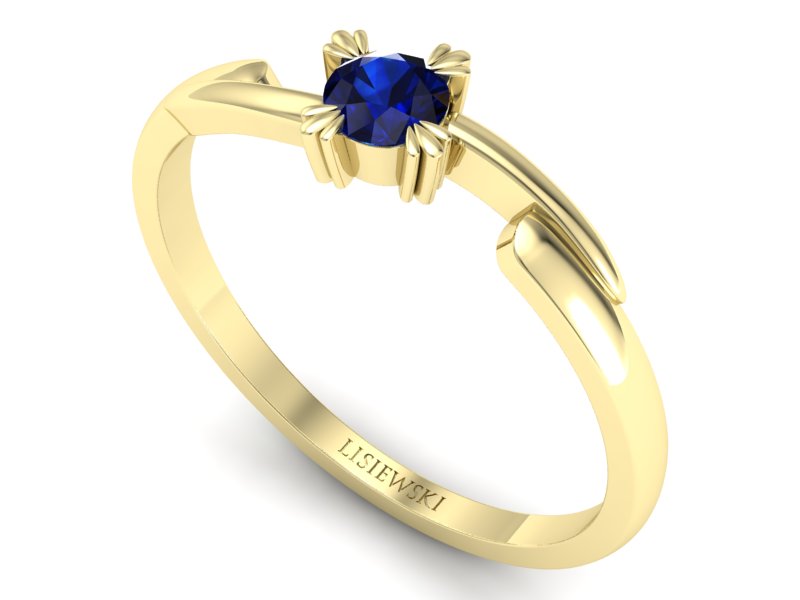 Złoty pierścionek z szafirem żółte złoto - p16051zsz - 3