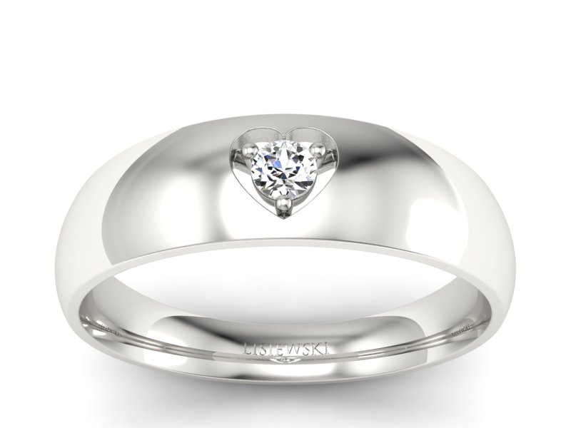 Złoty Pierścionek z brylantem białe złoto 585 - p16052b - 1