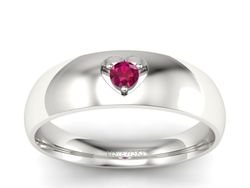 Subtelny złoty pierścionek z rubinem w białym złocie - p16052br