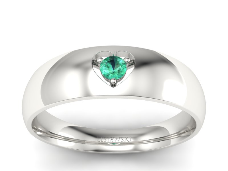 Złoty pierścionek ze szmaragdem w białym złocie 585 - p16052bsm - 1
