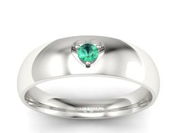 Złoty pierścionek ze szmaragdem w białym złocie 585 - p16052bsm