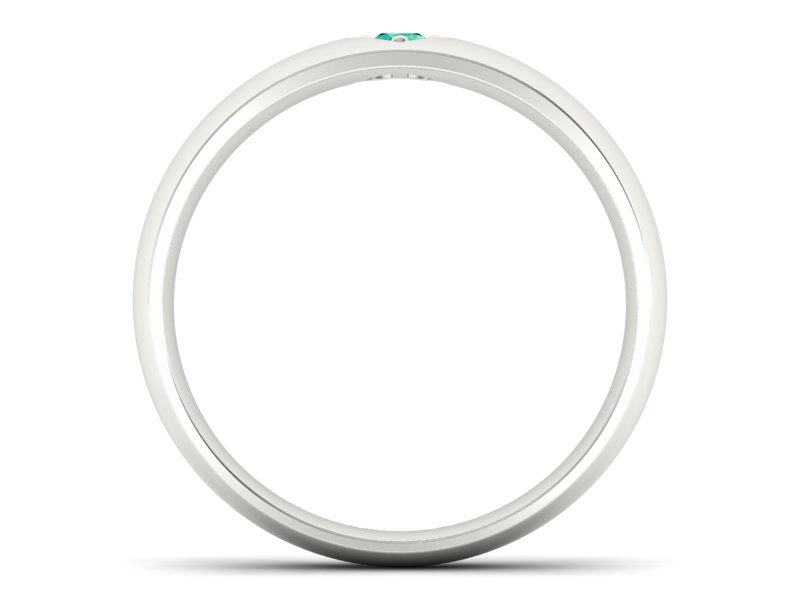 Złoty pierścionek ze szmaragdem w białym złocie 585 - p16052bsm - 2