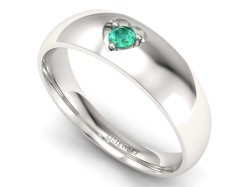 Złoty pierścionek ze szmaragdem w białym złocie 585 - p16052bsm - 3