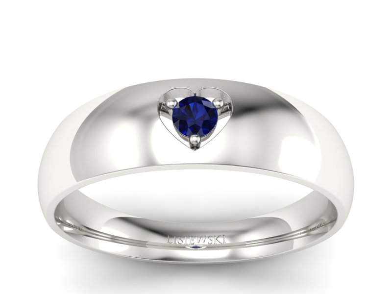 Złoty pierścionek z szafirem białe złoto - p16052bsz - 1