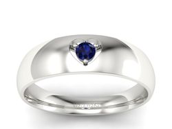 Romantyczny pierścionek z szafirem w białym złocie 585 - p16052bsz