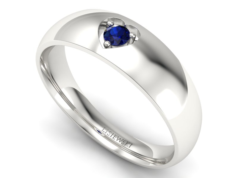 Złoty pierścionek z szafirem białe złoto - p16052bsz - 3