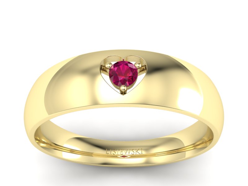 Pierścionek zaręczynowy z rubinem w żółtym złocie - p16052zr - 1