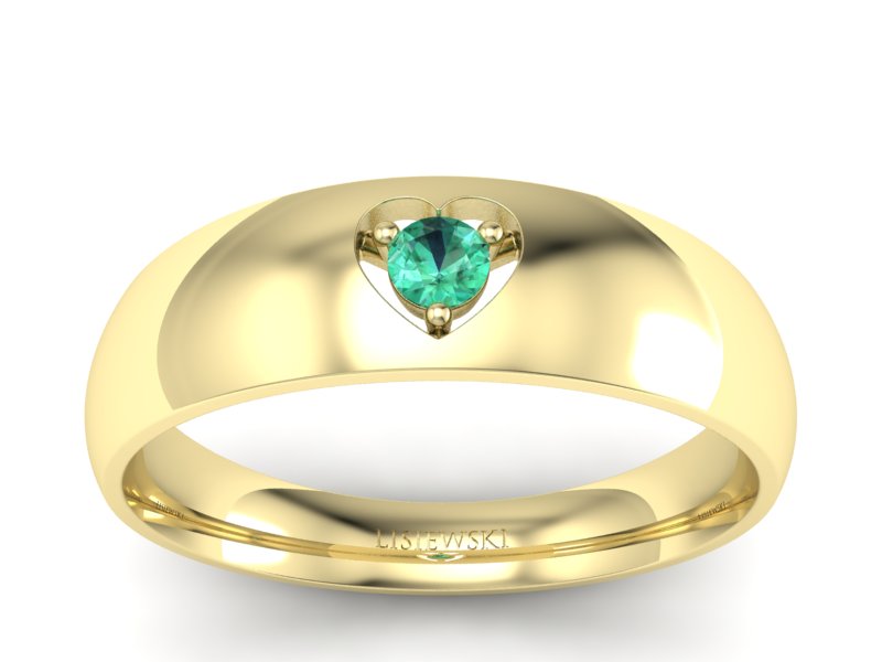 Złoty pierścionek ze szmaragdem żółte złoto - p16052zsm - 1