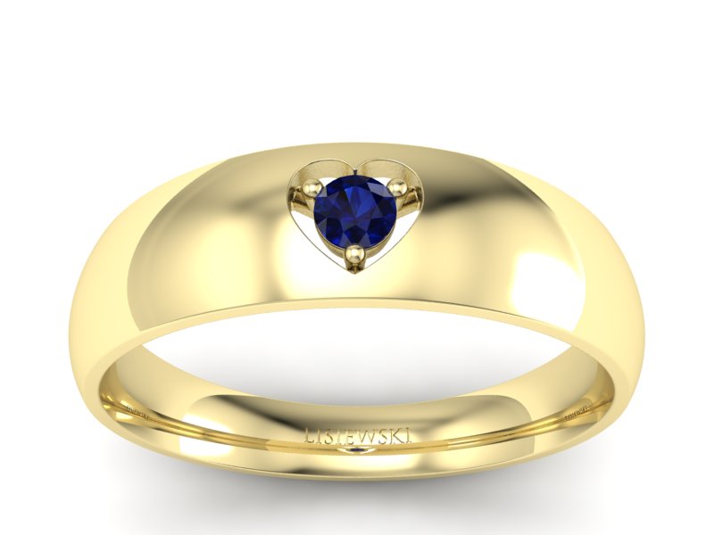 Złoty pierścionek z szafirem żółte złoto - p16052zsz - 1
