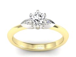 Pierścionek z diamentami żółte i białe złoto 585 - p16056zb