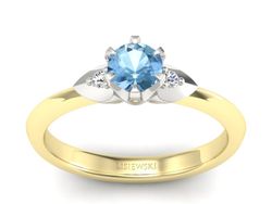 Pierścionek topaz i brylanty białe żółte złoto - p16056zbtp