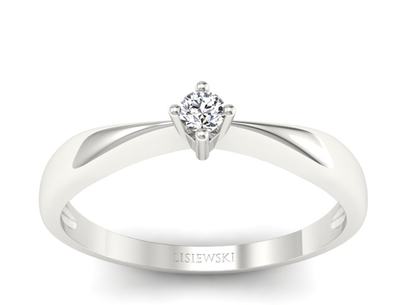 Złoty pierścionek z brylantem białe złoto - p16057b - 1