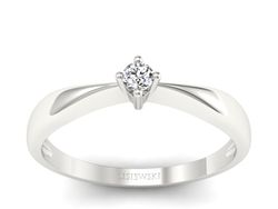 Złoty Pierścionek z brylantem białe złoto 585 - p16057b