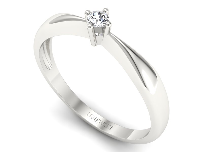 Złoty pierścionek z brylantem białe złoto - p16057b - 3