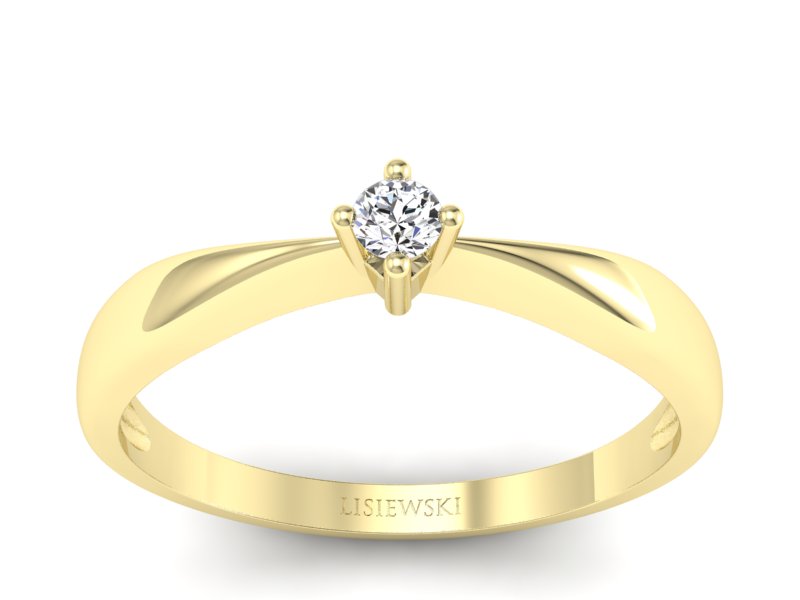 Złoty Pierścionek z brylantem żółte złoto 585 - p16057z - 1