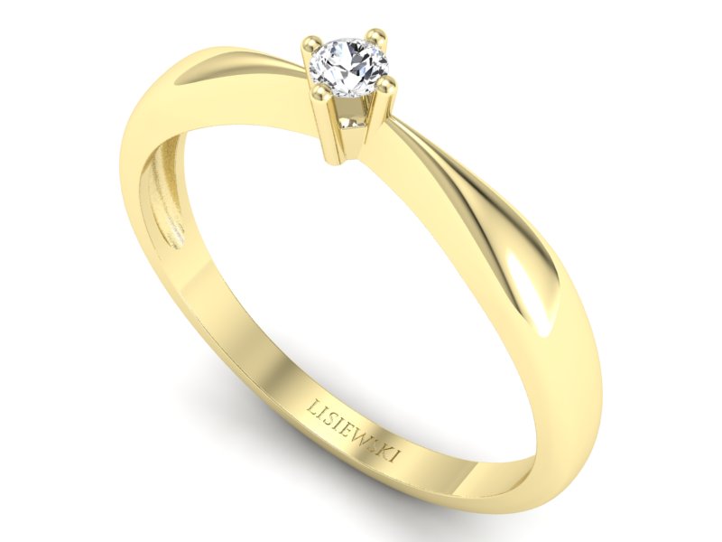 Złoty Pierścionek z brylantem żółte złoto 585 - p16057z - 3