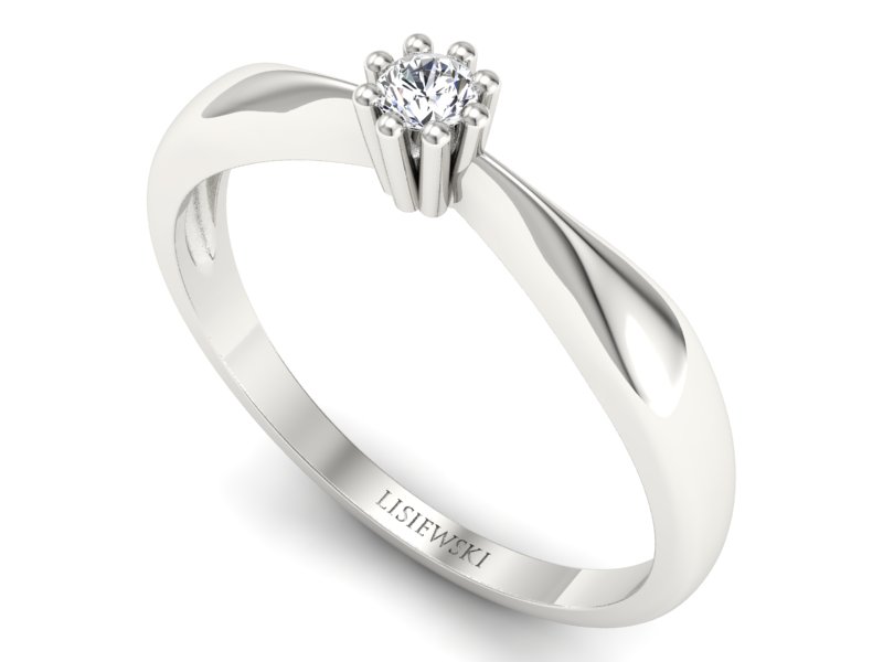 Złoty Pierścionek z brylantem białe złoto 585 - p16058b - 3