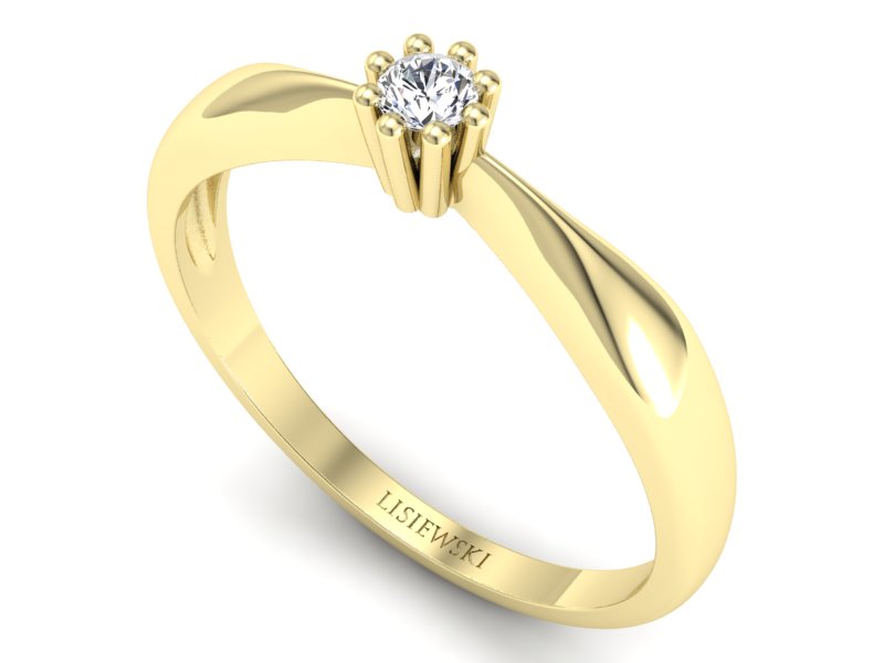 Pierścionek zaręczynowy z brylantami żółte złoto - p16058z - 3