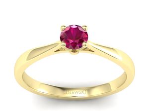 Pierścionek zaręczynowy z rubinem żółte złoto