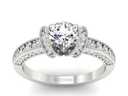 Pierścionek zaręczynowy z brylantami białe złoto - p16061b