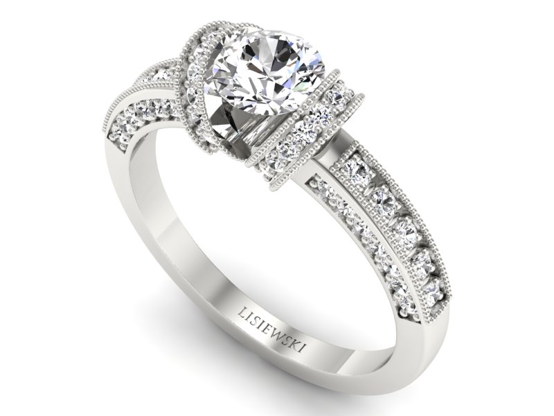 Pierścionek zaręczynowy z brylantami białe złoto - p16061b - 3