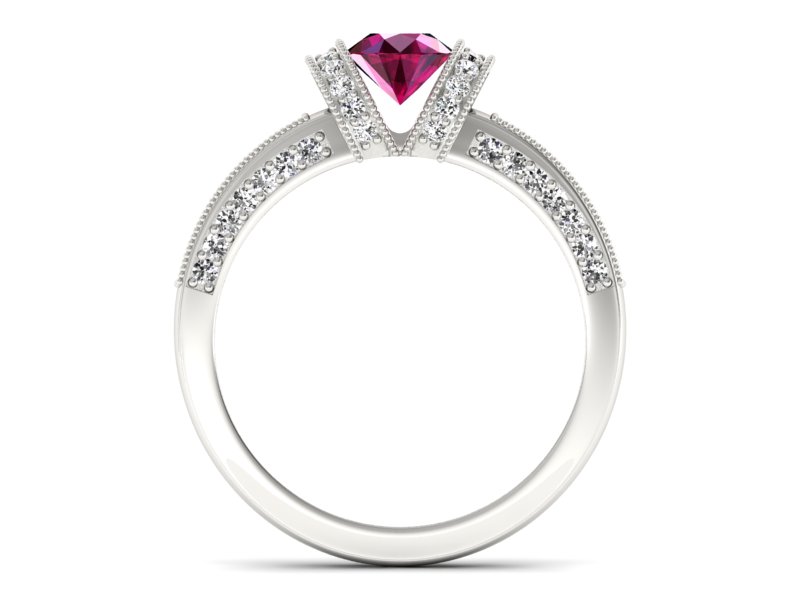 Pierścionek zaręczynowy z rubinem i brylantami - p16061br - 2
