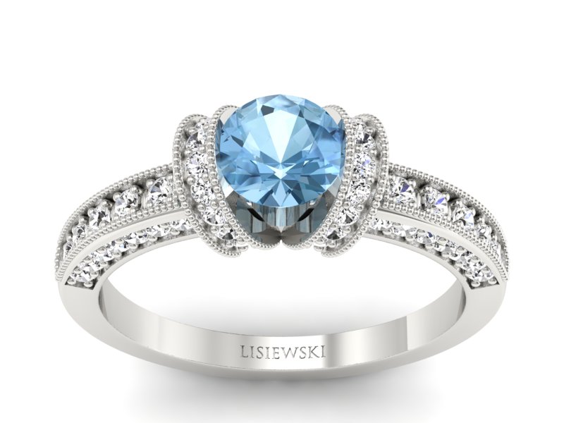 Złoty pierścionek z topazem i brylantami - p16061btp - 1