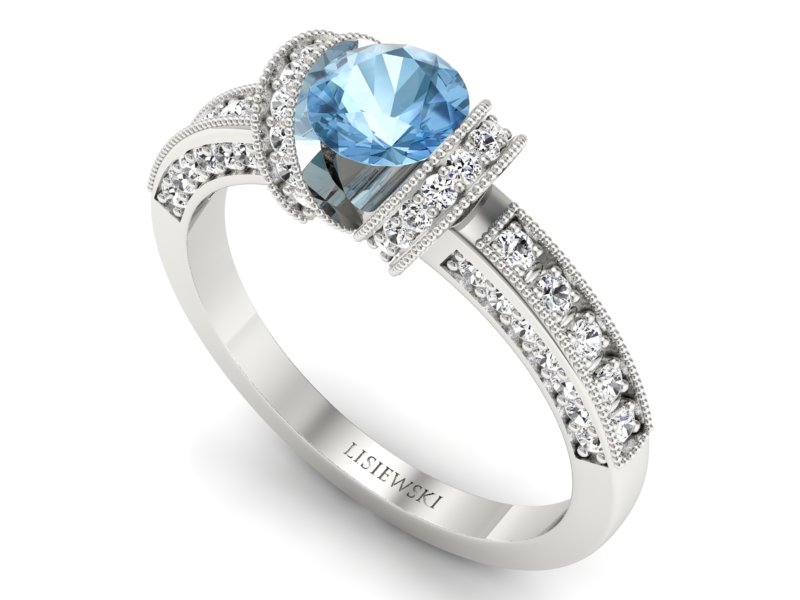 Złoty pierścionek z topazem i brylantami - p16061btp