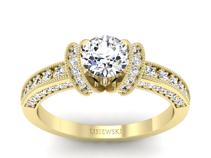 Pierścionek zaręczynowy z diamentami złoto 585 - p16061z - 1