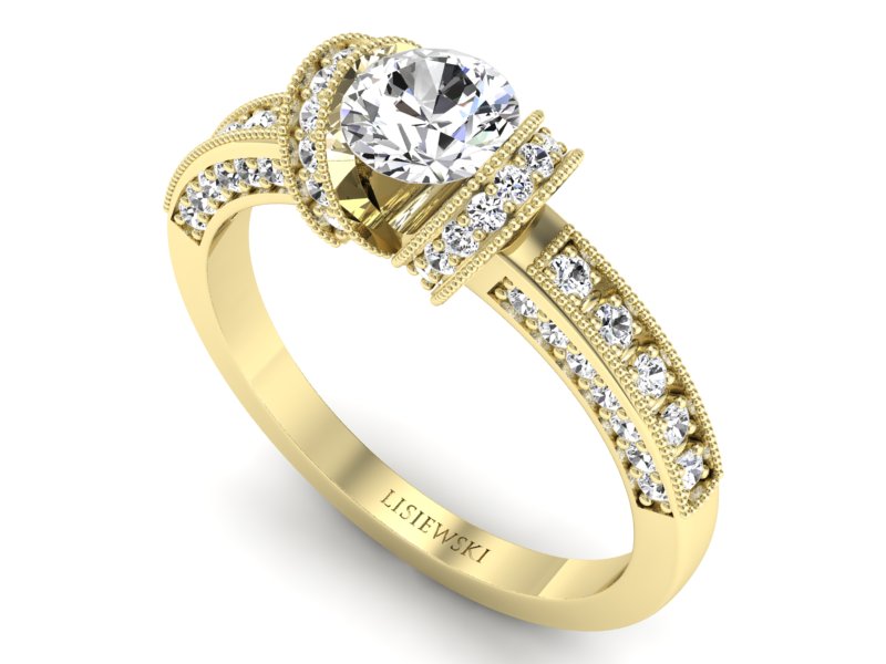 Pierścionek zaręczynowy z diamentami złoto 585 - p16061z - 3