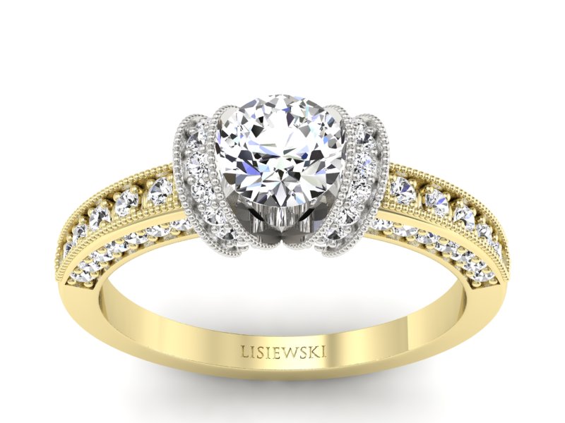 Pierścionek zaręczynowy z brylantami - p16061zb - 1