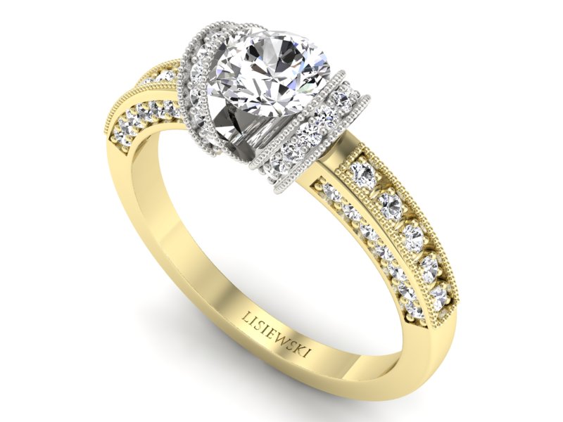 Pierścionek zaręczynowy z brylantami - p16061zb - 3