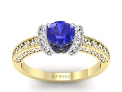 Pierścionek z szafirem i diamentami złoto 585 - p16061zbszc