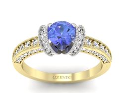Pierścionek z tanzanitem i brylantami złoto 585 - p16061zbt